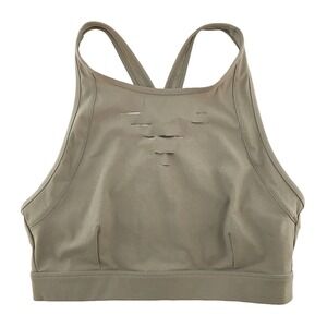 ALO Halter Sports Bra • Medium • nude,‎ beige • front slits, cross back straps